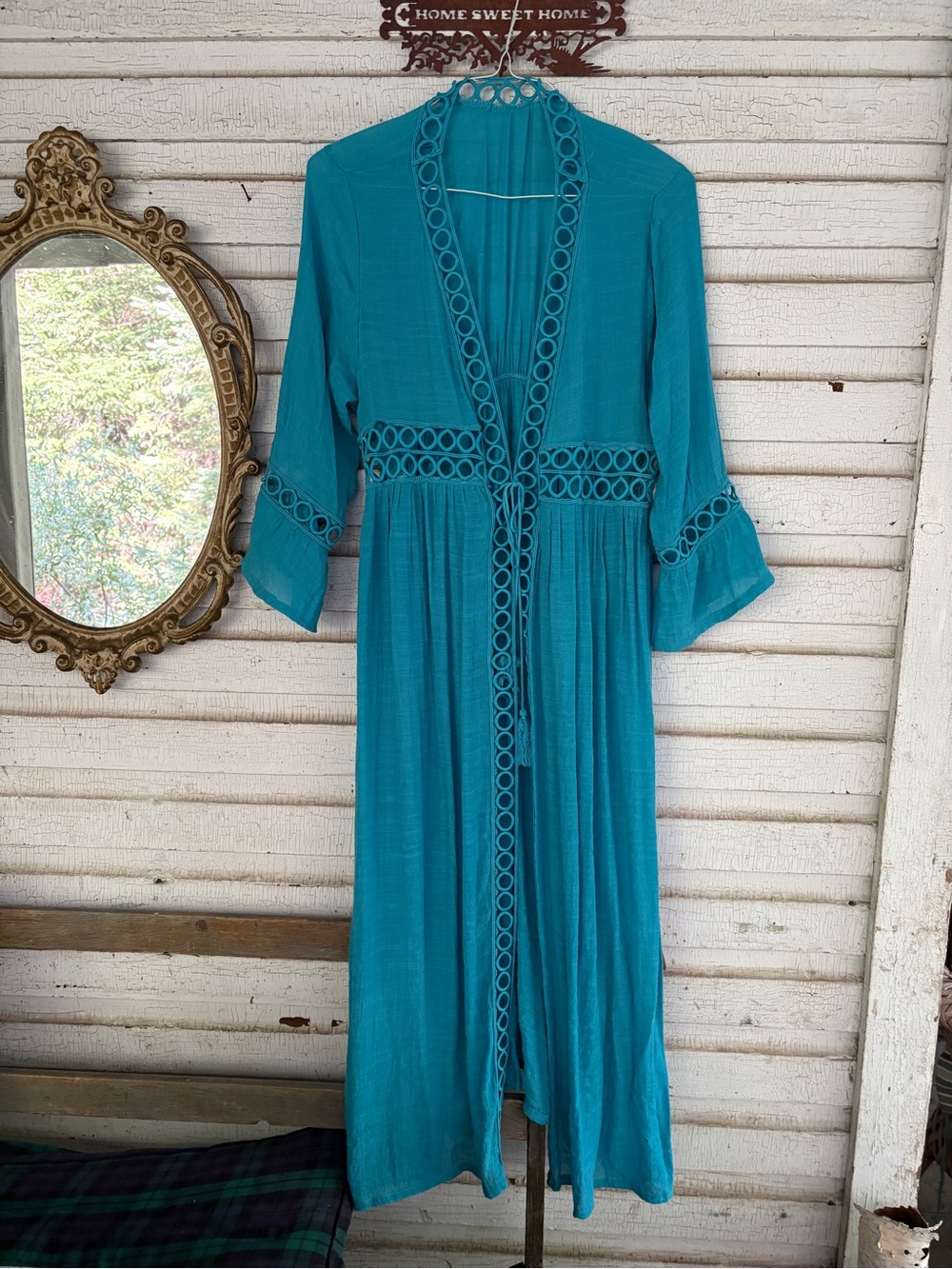 Rebellion Teal Crochet-Trim Women’s Swim Coverup